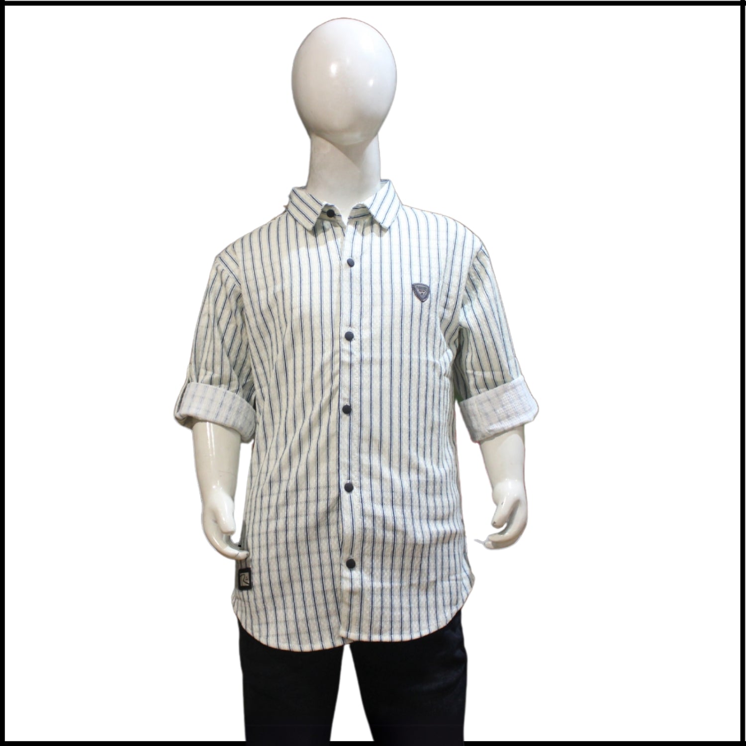 Blue and olive printed shirt