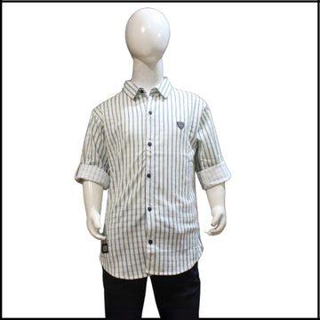 Blue and olive printed shirt