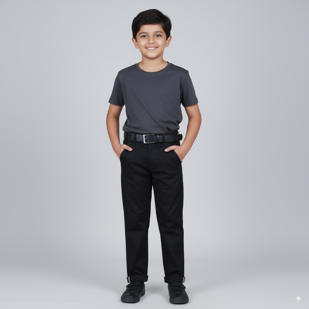 Boys Black Plain Jeans