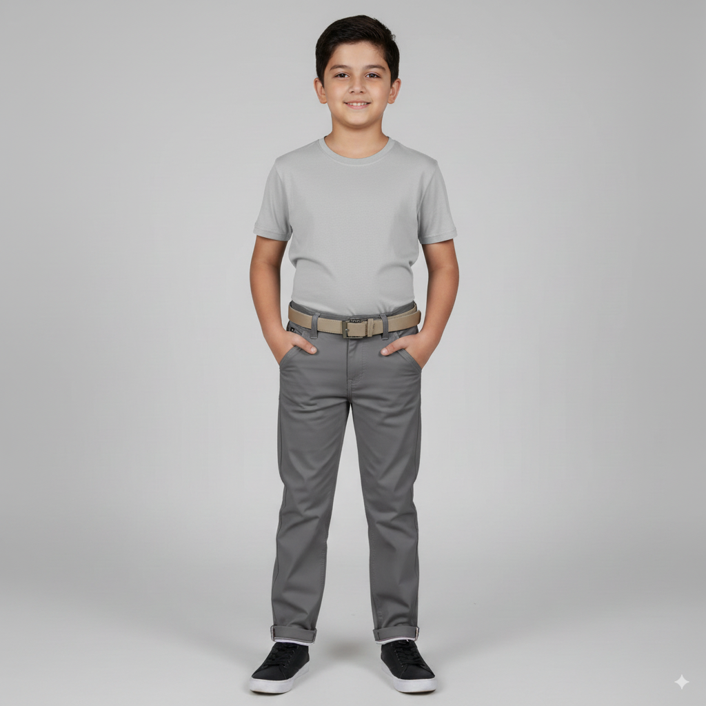 Boys Gray Plain Jeans