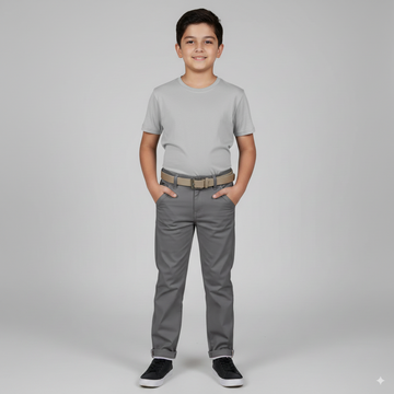 Boys Gray Plain Jeans