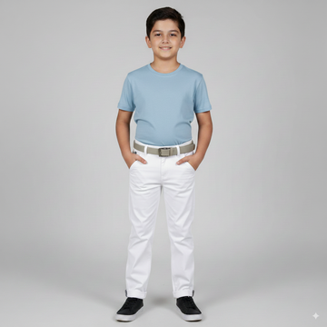 Boys White Plain Jeans