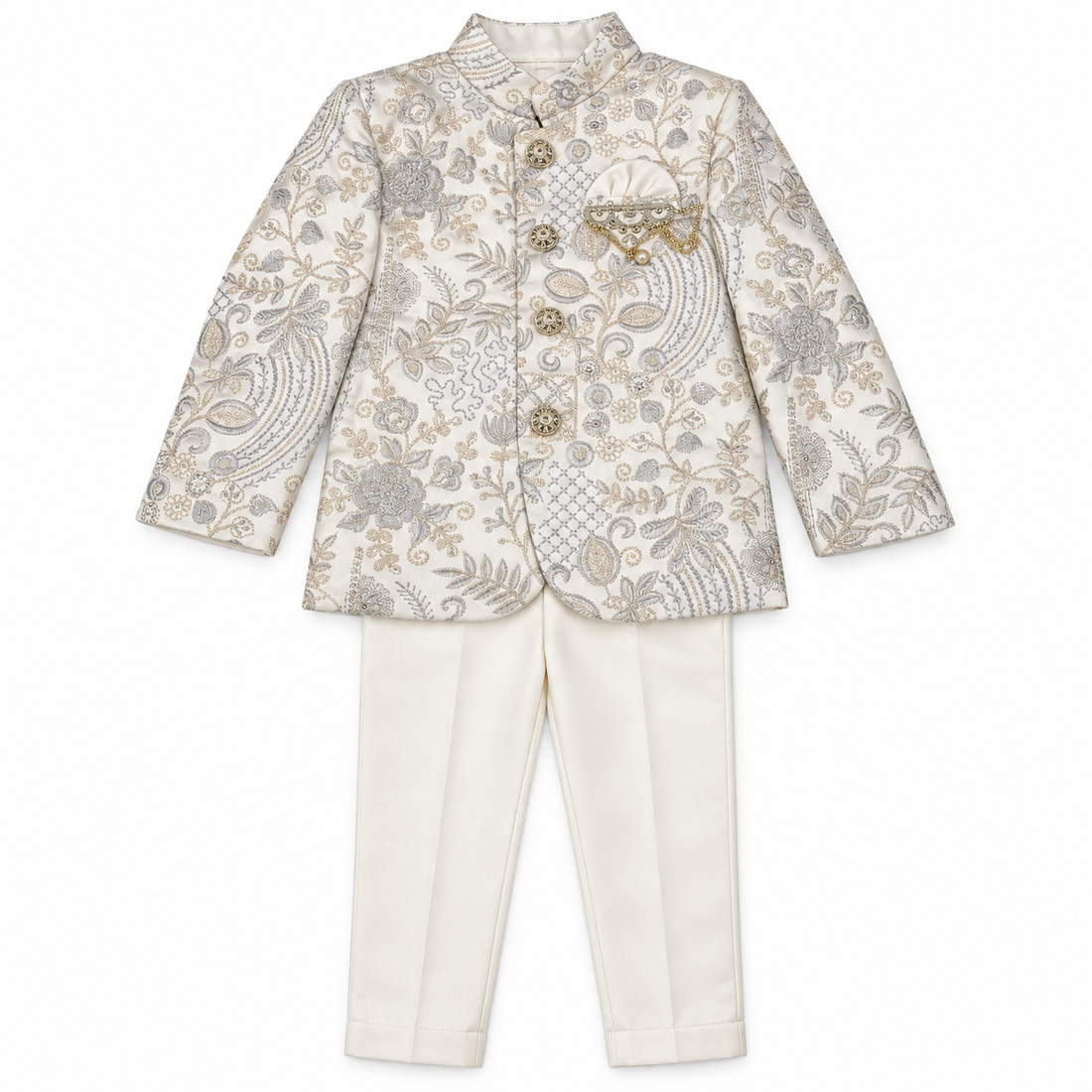 Baby Boys' Paisley Jacquard Sherwani and Trouser Set