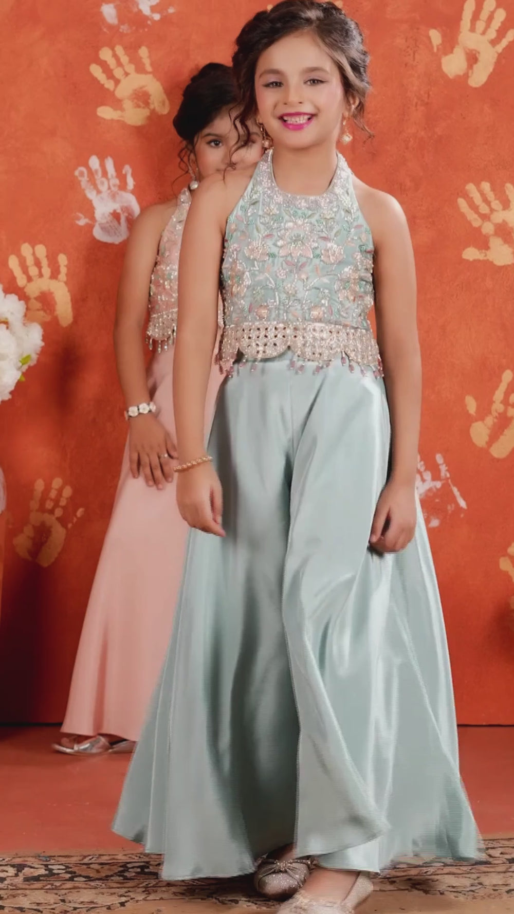 Girls Ethnic Partywear Embroidered Sharara Set